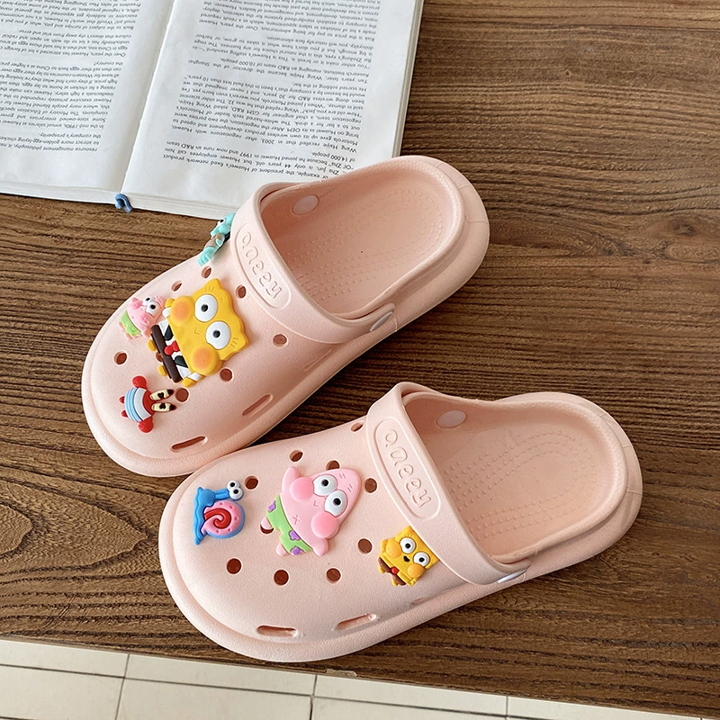 Летняя верхняя одежда для женщин Dly Croc Shoes, новые с толстой подошвой пляжные нескользящие милые баотоу тапочки