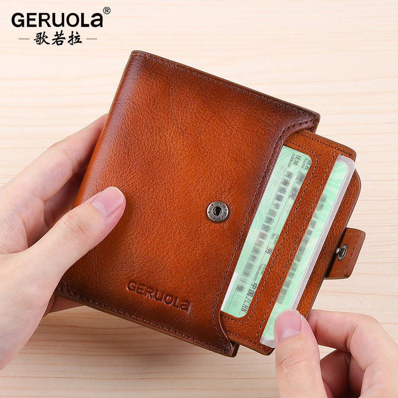 Cartera de cuero para hombre 2025 nuevo bolso de dinero clip corto bolso de plata para niños funda para tarjeta de conducir de gran capacidad