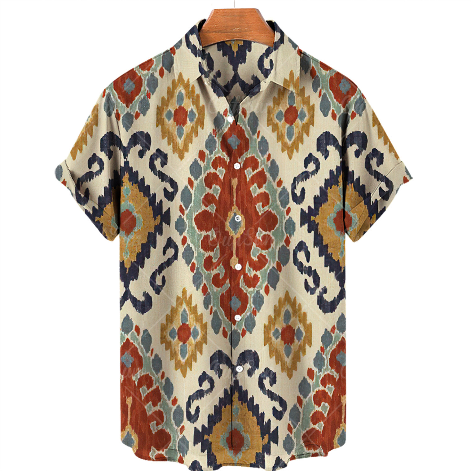 Estación independiente Camisa de manga corta transfronteriza para hombres Camisa impresa digital 3D de rebote de cuatro lados Patrón de diseño de fábrica de origen