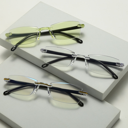 New fashion frameless reading glasses, anti-blue light, men and women running around and setting up street stalls, diamond-cut reading glasses, source factory