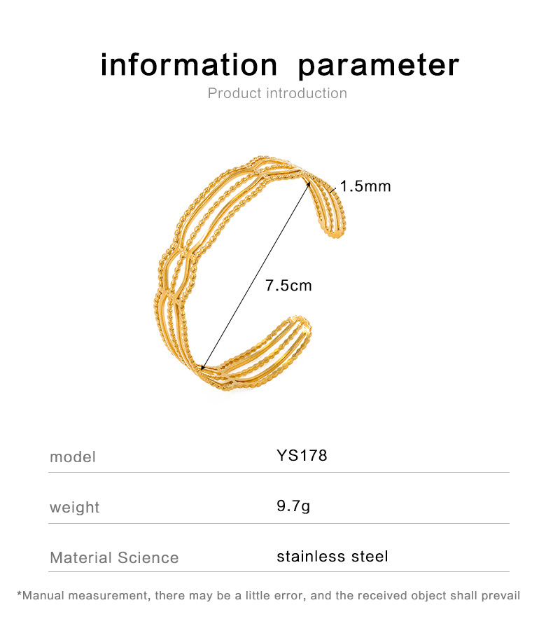 14g Weight Bangle Classification Fashion Solid Color Titanium Steel Inlaid Gold Bangle 1 Piece