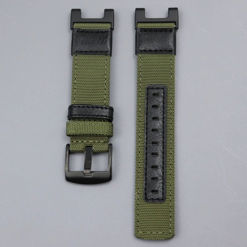 Ремешок для Huami Amazfit T‑Rex (A1918) — холщовый нейлон чёрный, кожаная отделка, с отвёрткой