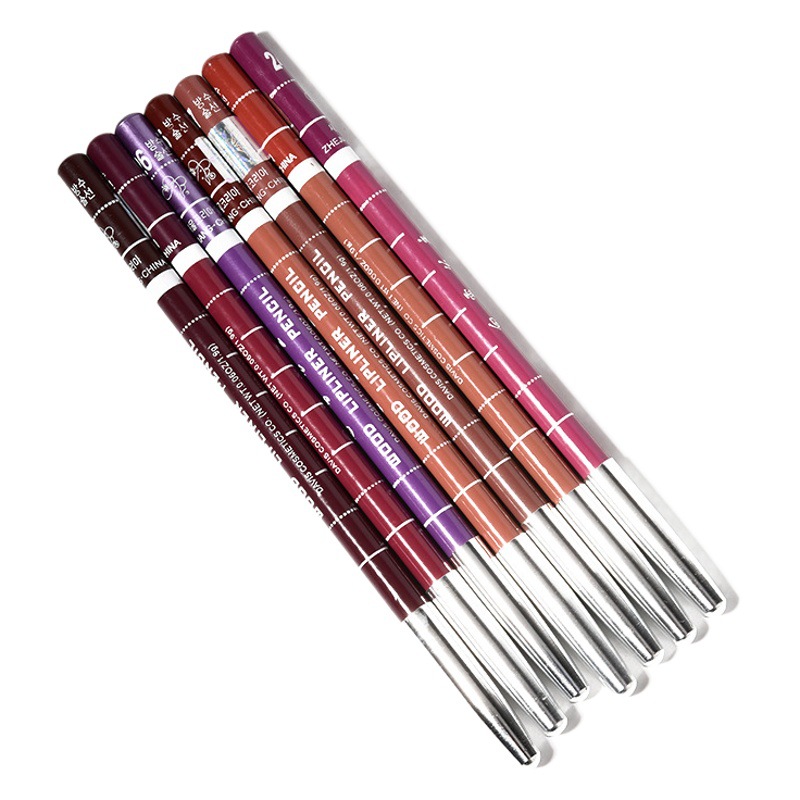 Cross-Border Aliexpress Best-Selling Shadow Lip Liner Small Batch Black Rose Nude Brown Red Eyebrow Pencil Eyeliner 28 Colors Wholesale
