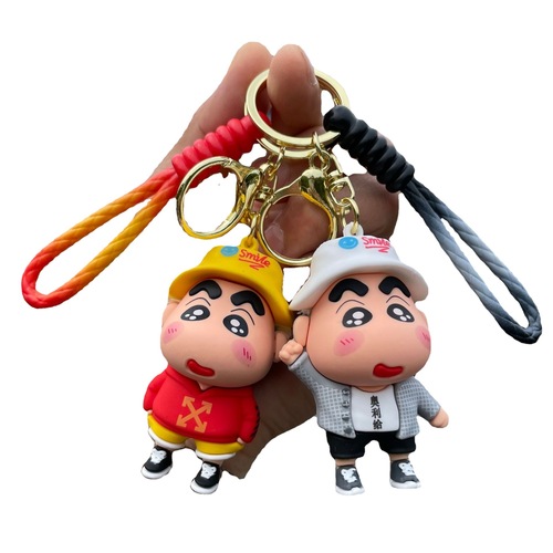 Cute Crayon Shinchan 3D figurine car keychain schoolbag pendant keychain doll machine small gift wholesale 