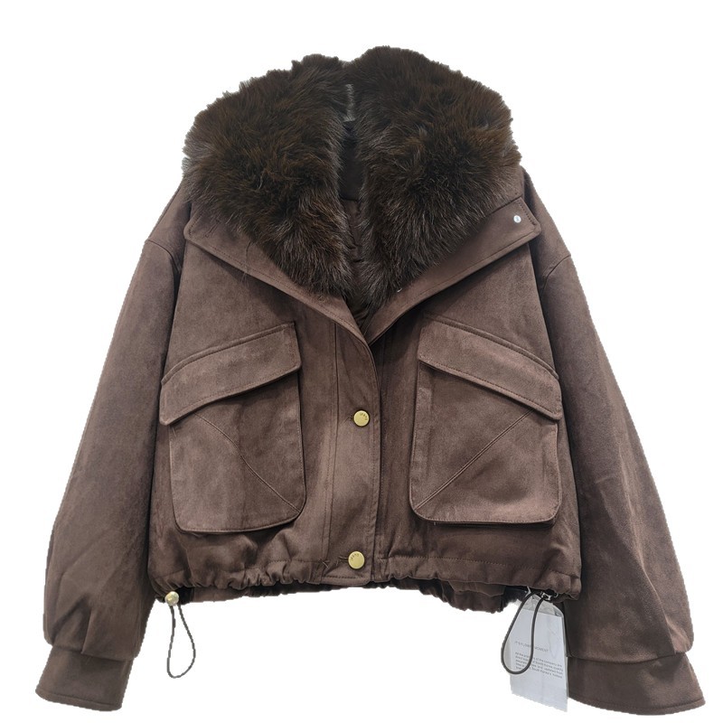 Peludo con la solapa gruesa para mujeres otoño y invierno 2025 nuevo estilo coreano retro abrigo de algodón de piel de ciervo image 5