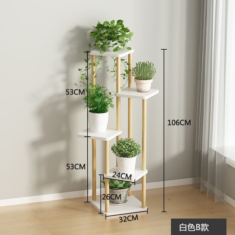 Estante de flores Estante de balcón simple de estilo de piso para uso doméstico interior Estante de macetas de lujo ligero de varios pisos con suculentas de rábano verde