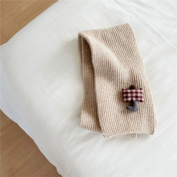 Beige-Forest solid color long scarf