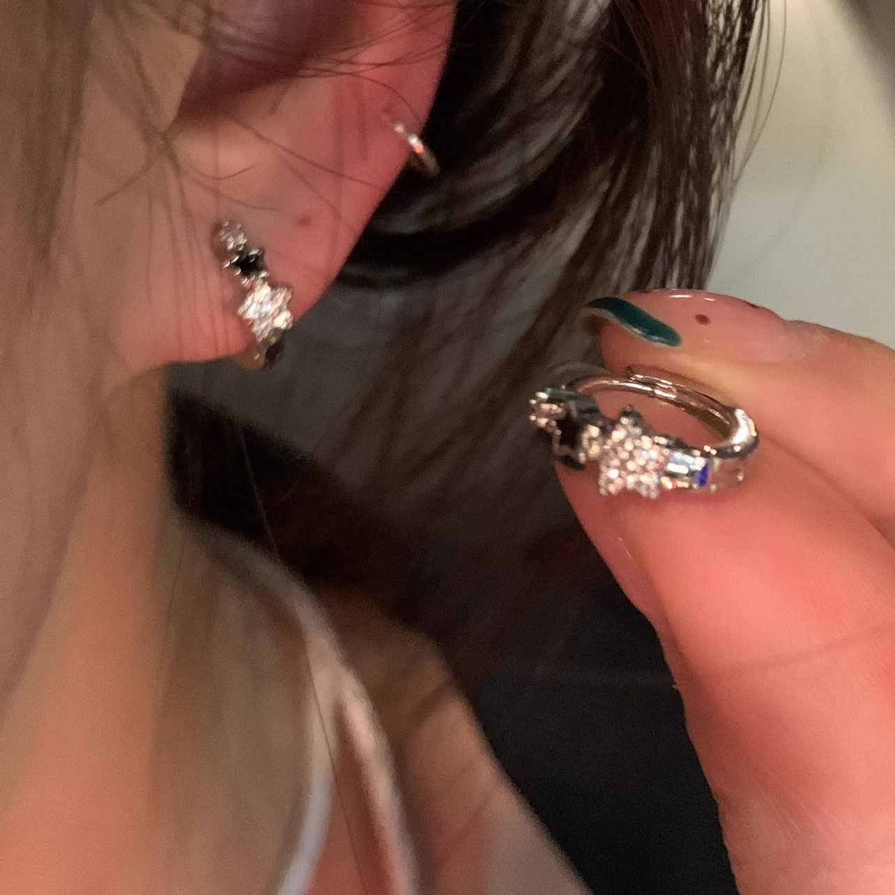 Light luxury niche exquisite micro inlaid zircon star ear buckle earrings female ins trendy all-match temperament Internet celebrity earrings earrings