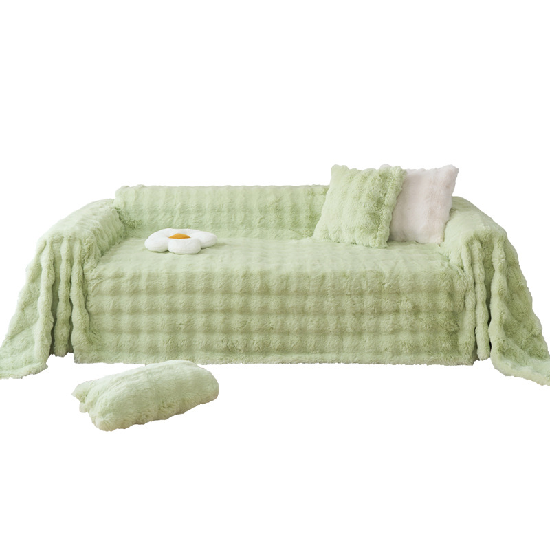 Toalla de sofá de peluche de color sólido gruesa tela de cubierta antideslizante a prueba de garras de gato cubierta de sofá de una sola pieza cojín de sofá
