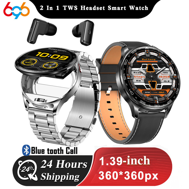 [Cross-border Exclusive] T97 Headset Watch 2-in -1 Smart Watch High Screen Bluetooth Call Health Monitoring