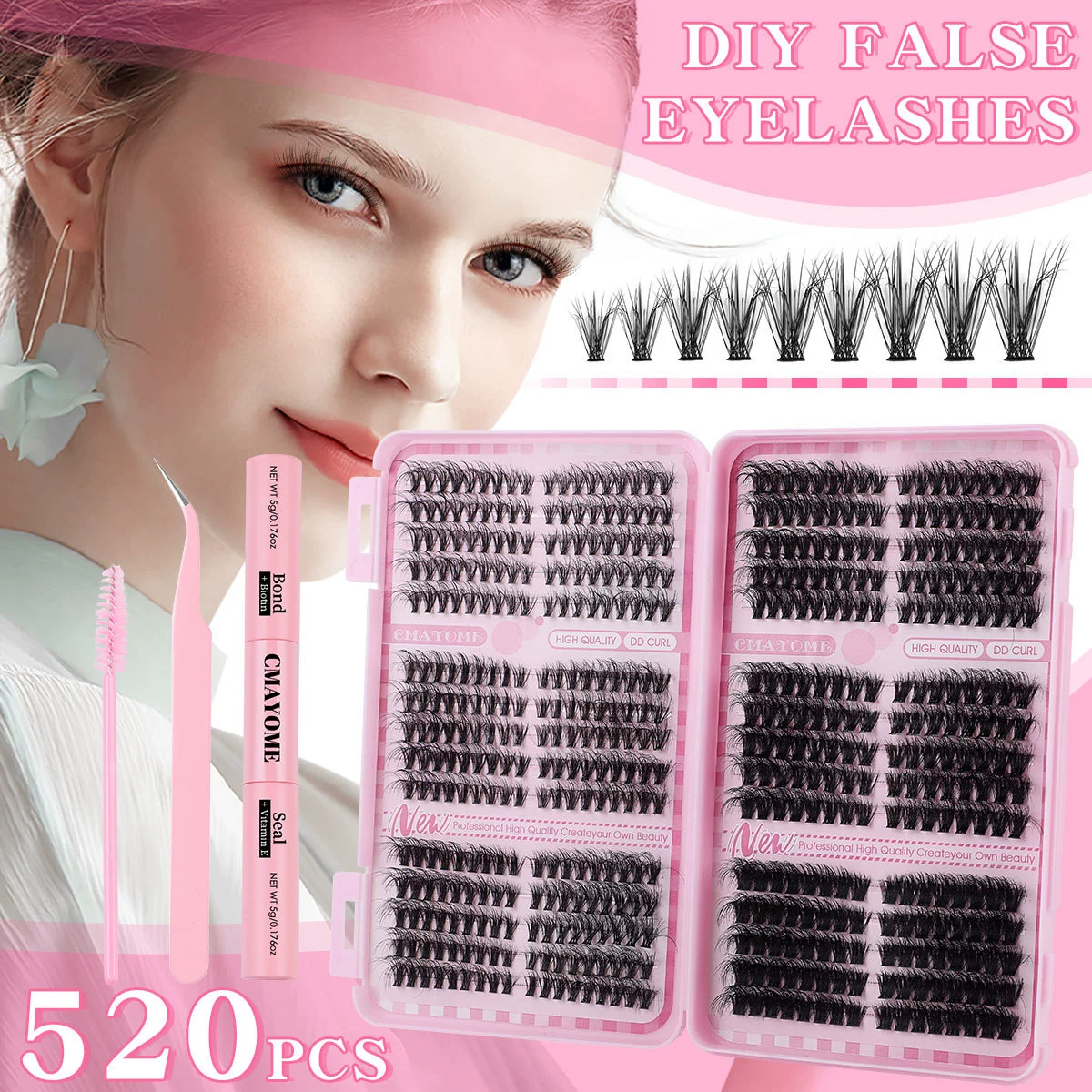 Dense Gradient False Eyelashes, Separate Tufts DIY Set, Everyday Natural Look