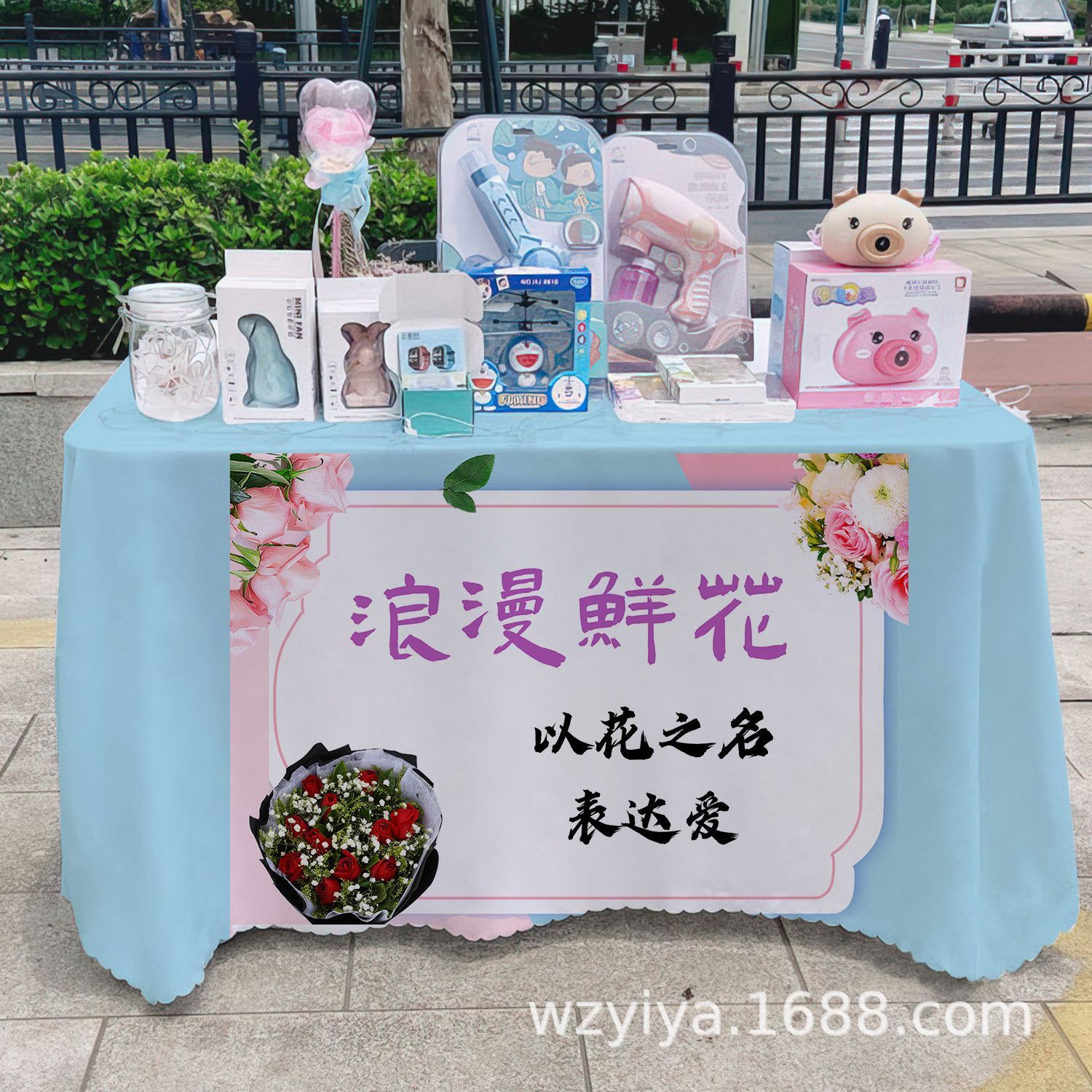 Venta de flores publicitarias publicidad mercado nocturno puestos de mesa tela carro mesa tela tela de mesa acera