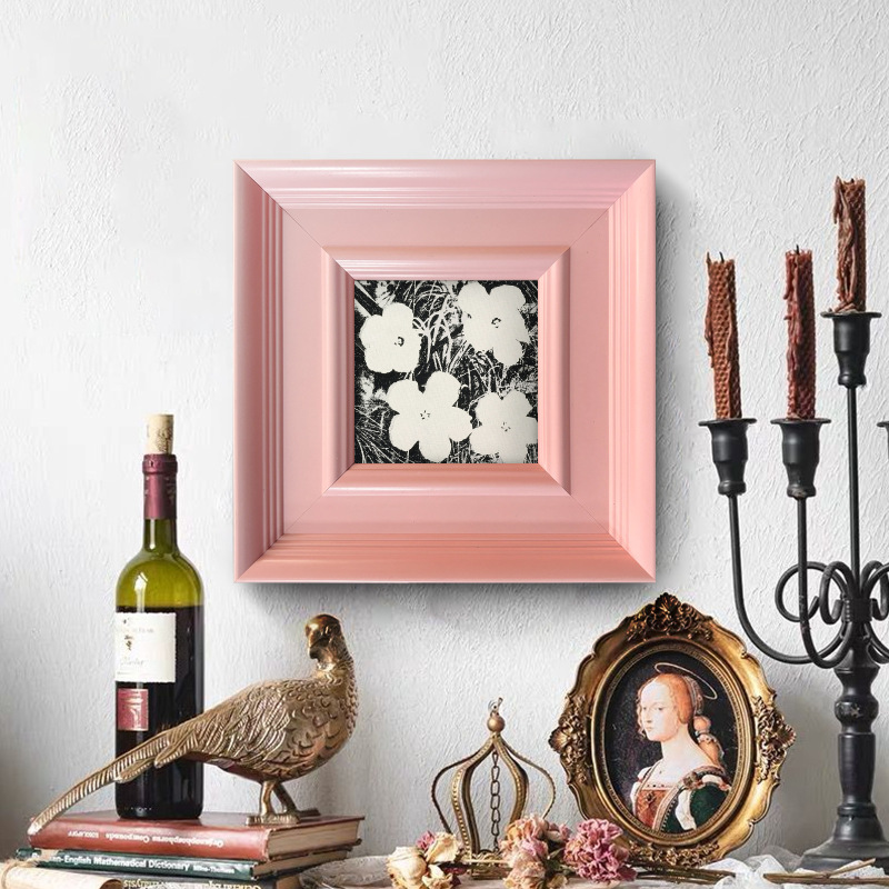 Modern Minimalist Style Solid Wood Frame Pink Square Oil Painting Watercolor Painting Empty Frame White Photo Frame Decorative Wall Hanging Modern Minimalist Style Solid Wood Frame Pink Square Oil Painting Watercolor Painting Empty Frame White Photo Frame Decorative Wall Hanging