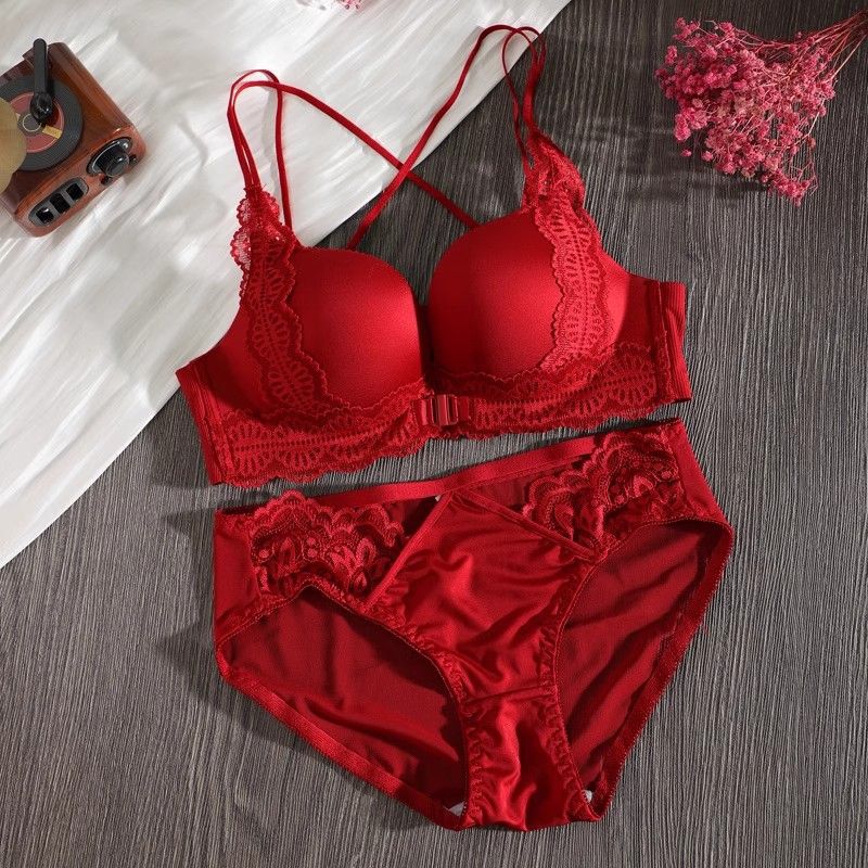2025 Year of the Snake Bride Wedding Year of Life Red Underwear suit Women's Small Chest Gathering Beautiful Back Sexy Front Buckle Bra 2025 Year of the Snake Bride Wedding Year of Life Red Underwear suit Women's Small Chest Gathering Beautiful Back Sexy Front Buckle Bra