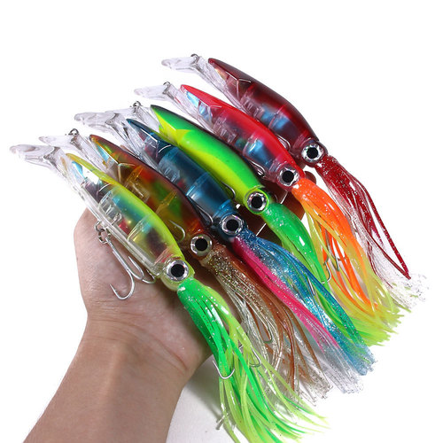 Luminous squid fishing bait 40g bearded man long-range slow-sinking simulation large octopus sea fishing grouper fake bait Luya bait