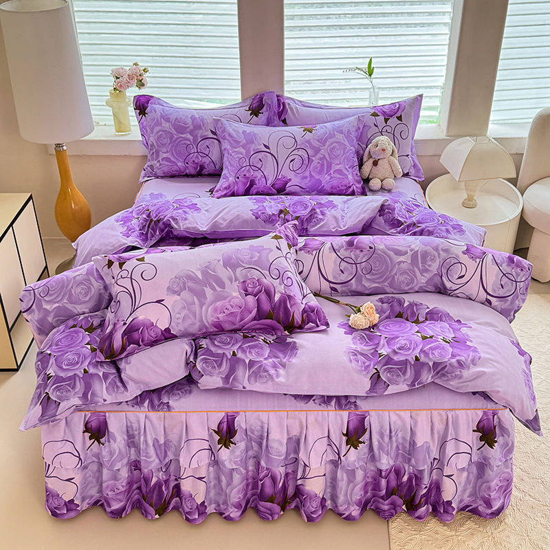 Coreano piel abrasiva falda de cama de cuatro piezas engrosado colchón cubierta protectora de colchón de tres piezas regalos al por mayor