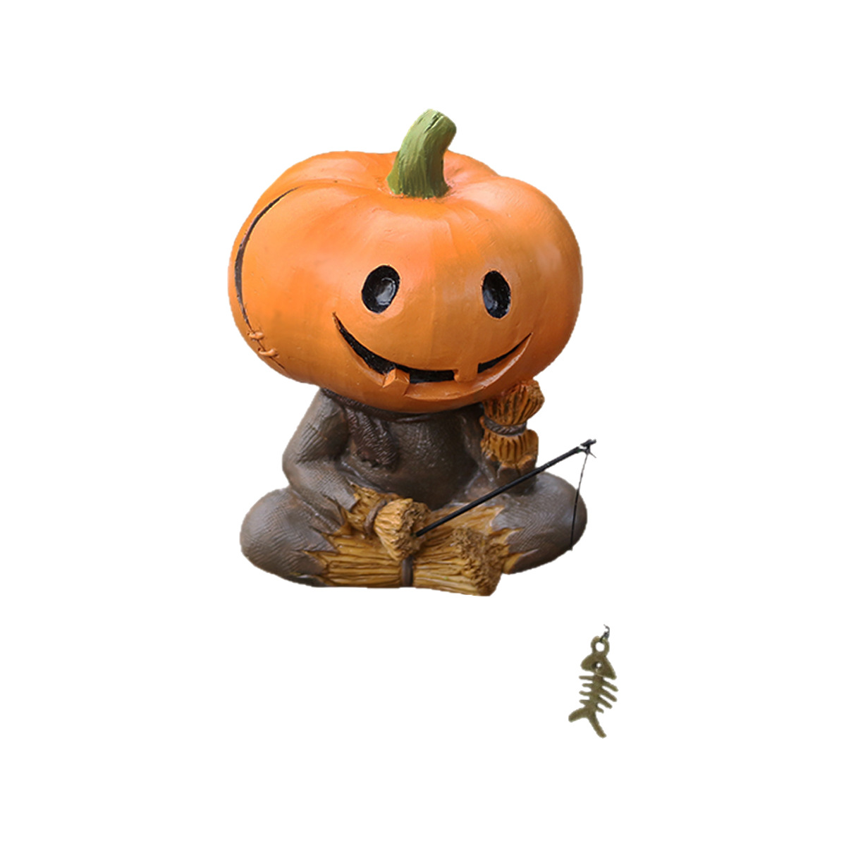  Halloween Creative Pumpkin Skull Fishing Ornaments Cartoon Sculptures Funny Ghost Festival Pumpkin Man Doll Ornaments