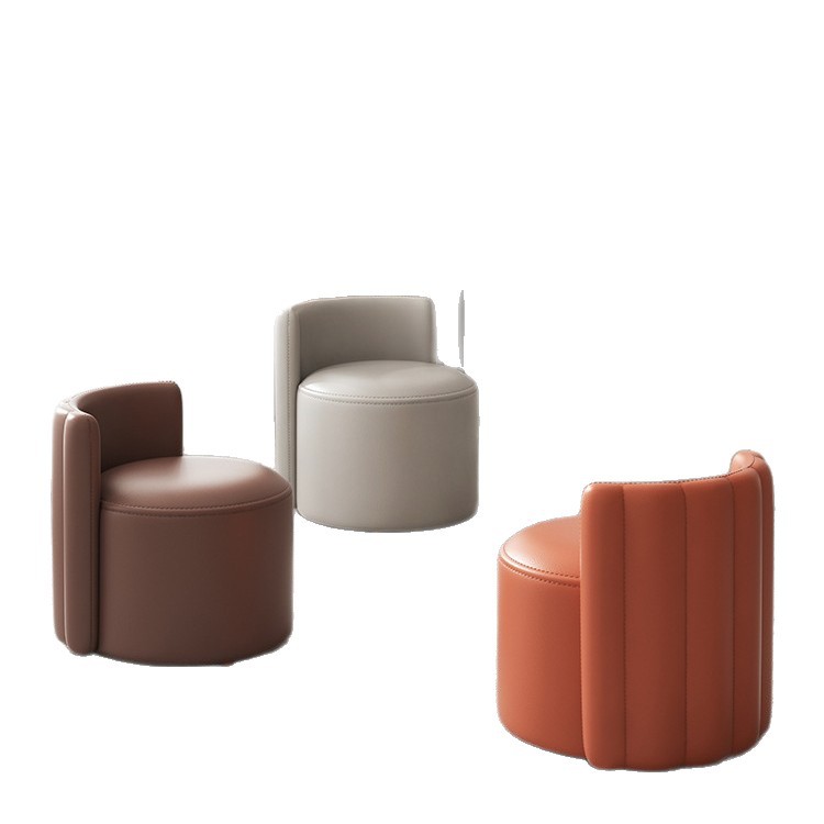 Taburete bajo, cómoda, taburete pequeño, silla de Sala de estar de lujo ligero, silla de cuero, taburete de sofá, taburete redondo italiano