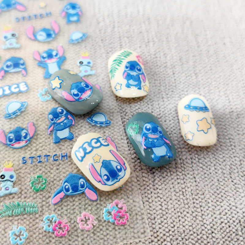 New craft personalized three-dimensional 5D nail stickers official Di Zi relief stickers cartoon animal nail stickers mixed batch hair