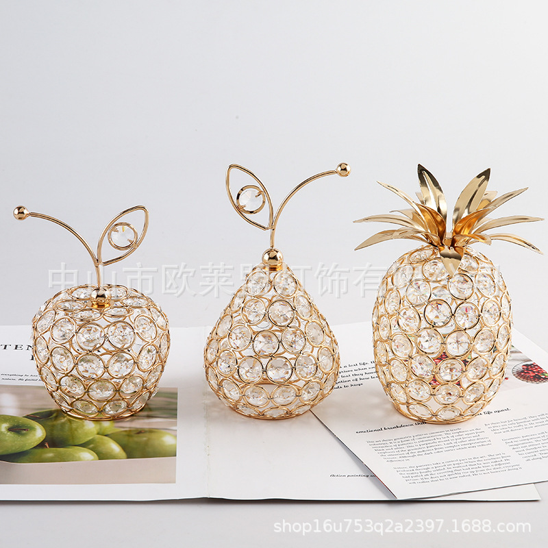 2022 European creative Crystal Crafts Apple Sydney pineapple shape home decoration ornaments factory direct sales