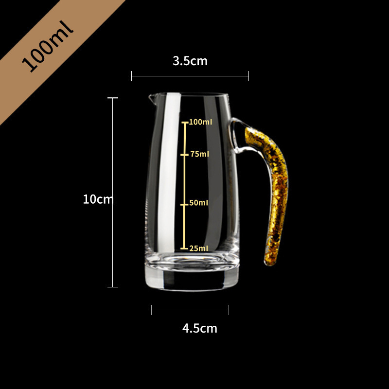 Taza de licor de lámina de oro, vidrio de cristal, dispensador de licor, taza de bala doméstica, taza de una sola olla, taza de bebida, taza de bebida