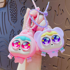 クリエイティブ漫画三つ編みガールピンチキーホルダーペンダントかわいいバッグペンダント車のキーチェーン小さなギフト