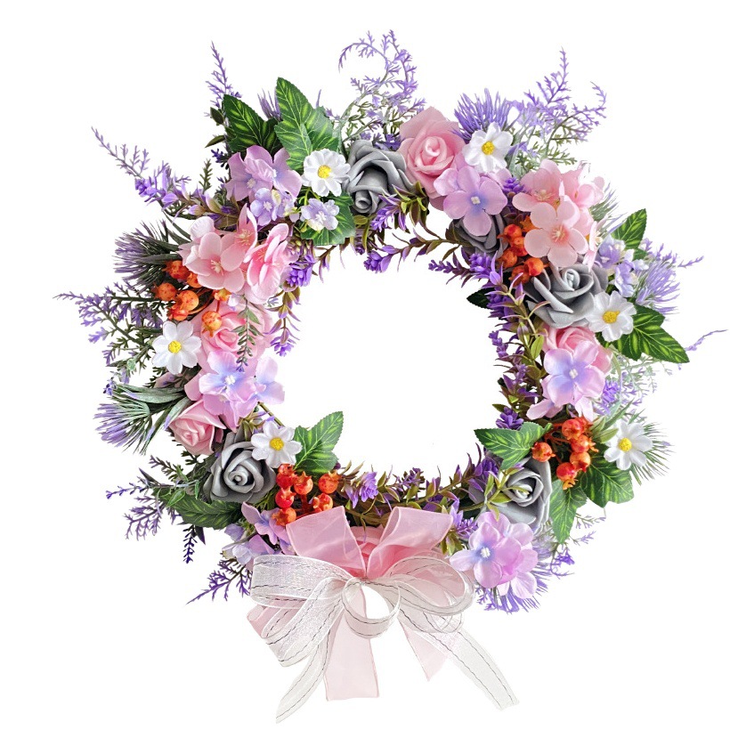 Arco artificial flor guirnalda 2023 Hong Kong amor romántico Rosa púrpura guirnalda patio al aire libre decoraciones de la boda