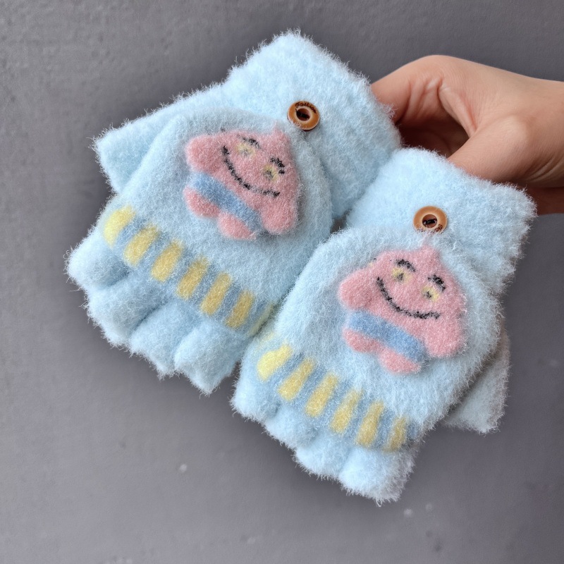 Blue cartoon gloves, fingerless