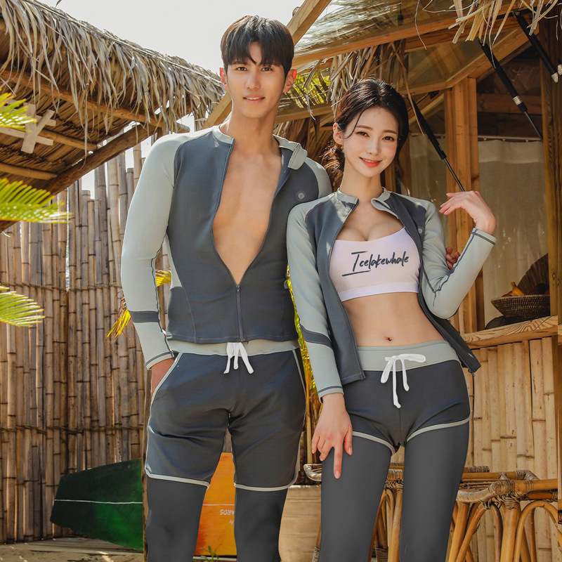 Wholesale Korean Diving Suits for Women, Sun Protection, Quick-Drying, Two-Piece, Long-Sleeved, Long-Pants, Snorkeling Rash Guard, Couple's Swimwear, Sports