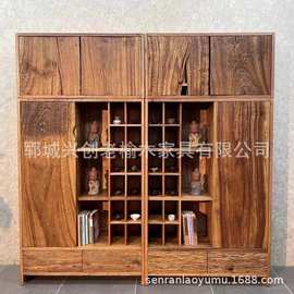侘寂风民宿顶箱柜老榆木风化复古大容量衣柜中古茶室展示柜高柜
