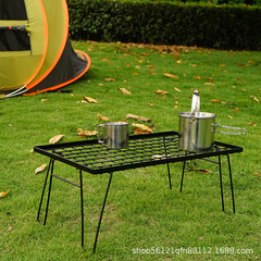 Outdoor portable folding small table coffee table grid long iron table cutting board camping picnic barbecue supplies equipment