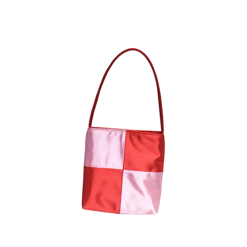 Bag for Women  New Unique Retro Satin Color-blocked Chessboard Shoulder Bag Mini Small Square Handbag