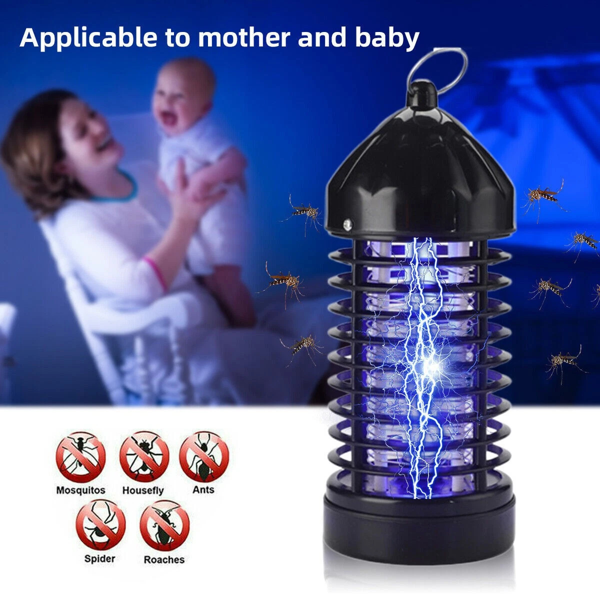 Lámpara del asesino del mosquito fotocatalizador trampa del dormitorio mudo lámpara del asesino del insecto trampa del mosquito del hogar fábrica al por mayor lámpara del repelente del mosquito del choque eléctrico