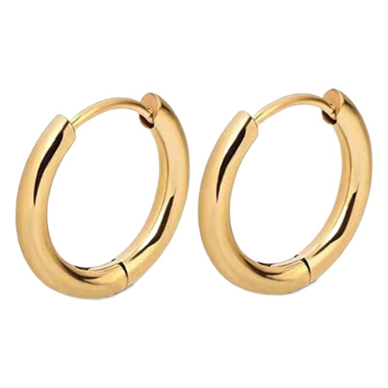 G23チタンイヤリング丸耳輪無ピン仕上げ研磨新品欧米シンプルチタン合金穿刺アクセサリー耳飾り