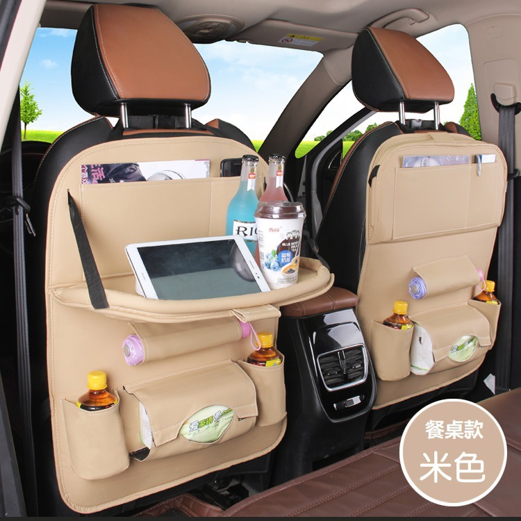 Coche plegable mesa de comedor bolsa de almacenamiento de coche de cuero asiento de coche bolsa de almacenamiento de basura