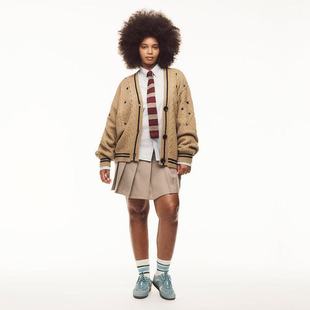 Mouldy Solid Color Long-sleeved Cardigan Female Temperament Commuter European and American Bat Wing Knitted Single-breasted Sweater Coat American Style