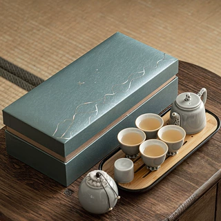 草木灰冰釉功夫茶具套装陶瓷简约茶杯茶壶干泡盘泡茶整套礼盒包装