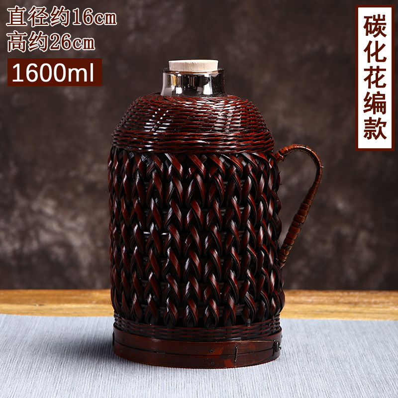 竹編み湯沸かし器家庭用手作り伝統紫竹編み花中国式レトロ茶室レストラン大容量保温ポット|undefined