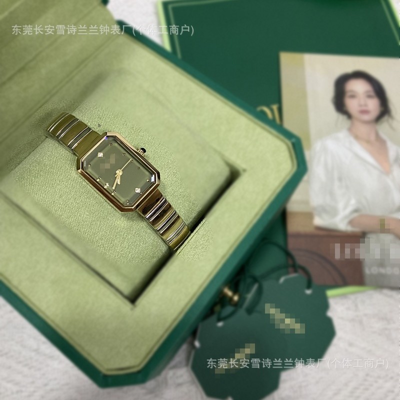 2024lola 腕時計ミニスチールストラップ防水スクエアグリーンレディース腕時計レディースカジュアル防水レディース腕時計|undefined