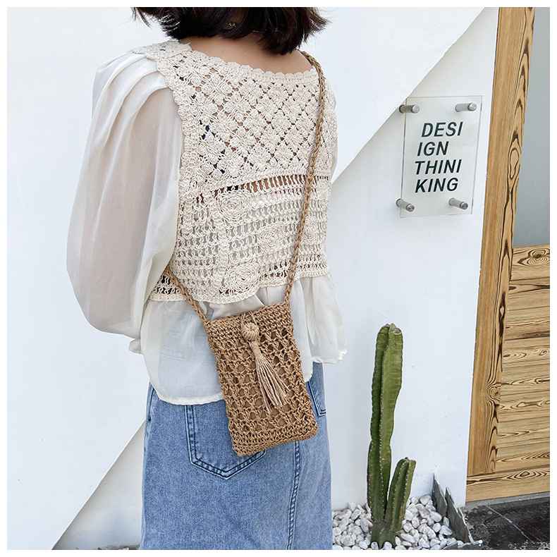 Korean trendy fashion straw messenger bagpicture14