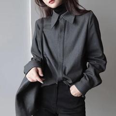 灰色叠穿衬衫女2025秋季内搭打底设计感小众衬衣法式高级感上衣