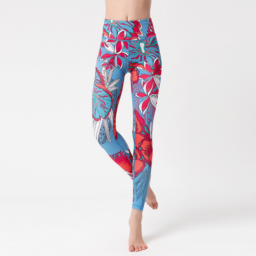  New Yoga Pants Women's European and American High Waist Tight Butt Lift Printed Leggings Cross-Border Sports Fitness Yoga Wear