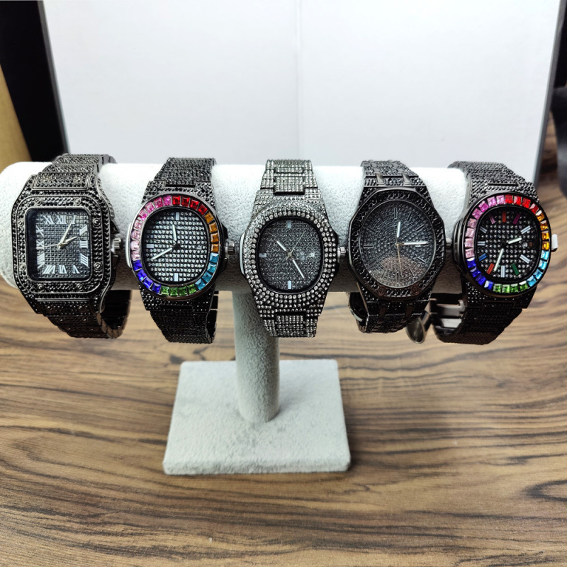 Black Diamond Watch Hip-Hop Watch Fashion Watch Quartz Men's Watch Export Hot-Selling Watch Watch