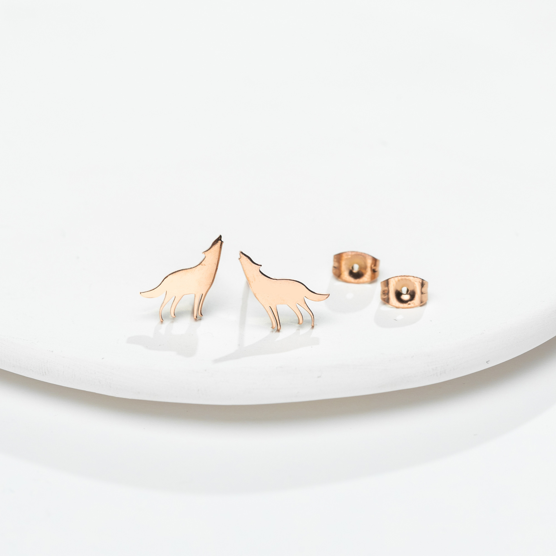 Cute Wolf Titanium Steel Ear Studs Plating No Inlaid Stainless Steel Earrings