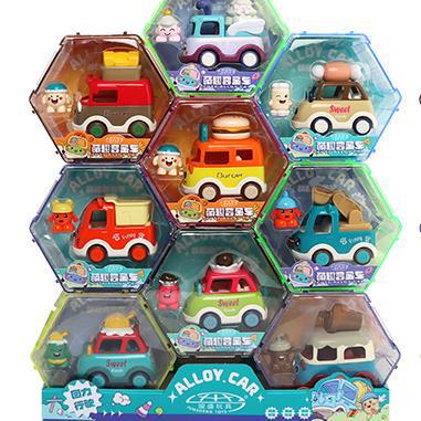 Cross-Border Cartoon Alloy Pull-Back Car Dessert Car Ice Cream Cute Little Car Acrylic Toy Factory Creative Model