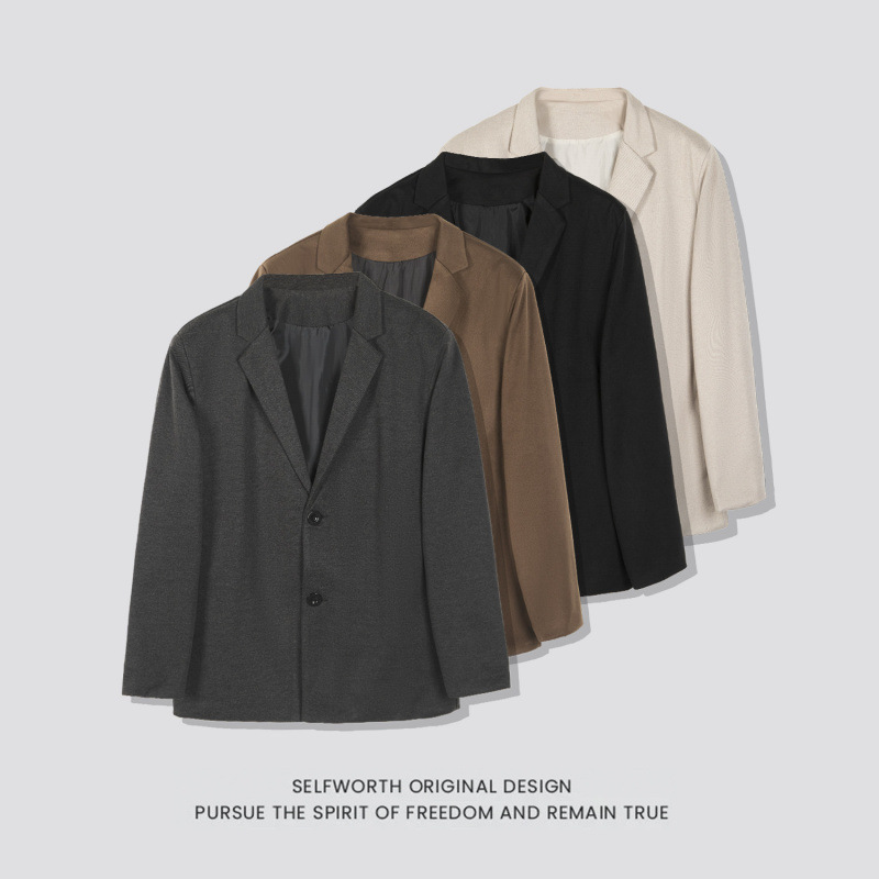 2025 Korean Style Trendy Men's Woolen Tops, Handsome Hong Kong Style Suit Jackets, Men's Spring & Fall Versatile Casual Suits