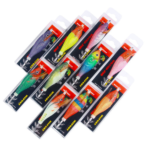 Blowing tube squid hook luminous wooden shrimp bait fake bait squid lure with ringing beads weighted lead explosive hook sea fishing cuttlefish