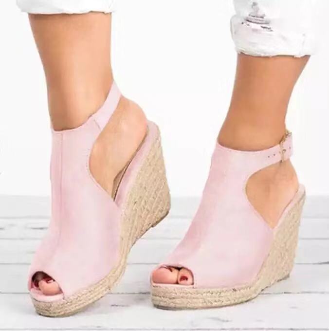 suede sandals platform wedge heel with a strap for leisure