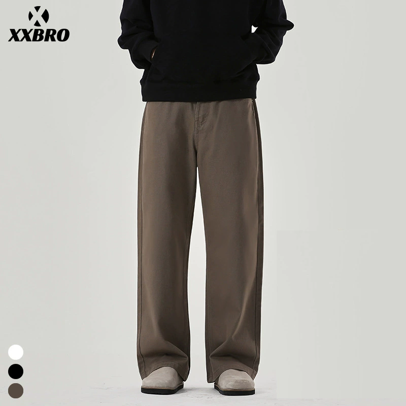 Мужская одежда xxbro # Американские джинсы в стиле casual с драпировкой и флисовой подкладкой, широкие брюки от модного бренда Melard.