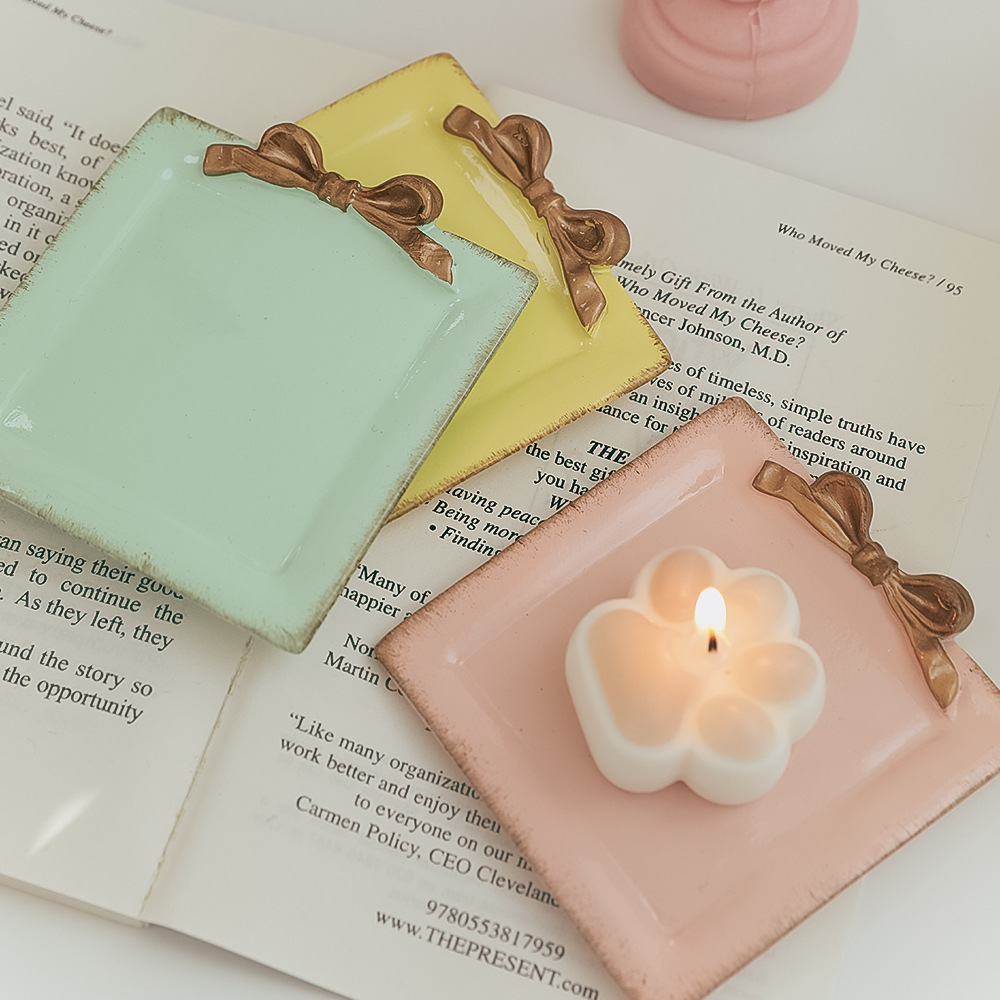Wholesale ins candle pad base home storage photography ornaments retro round tray small candle candle holder